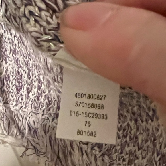 Chico’s Freida fringed open front cardigan in lilac and silver metallic thread - Picture 9 of 11